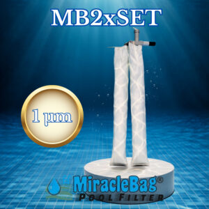The Authentic Miraclebag© by Strausz. (MB2xSet)  1 micron for 10-30 m³. 2-piece pack with safety valve. This is what you need if  you want to reduce the frequency of cleaning thanks to the double filtration  surface. Pool water filter, also ideal as a sand filter replacement. 100 cm.