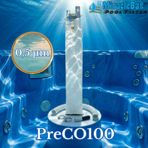 The Authentic Miraclebag© by Strausz. (PreCO100)  0.5 micron for 0-3 m³. 1-piece extra-fine starter pack with valve, flexible  corrugated hose, and clamps. This is what you need for jacuzzis, hot tubs,  and kids' pools. Also ideal as a sand filter replacement. 100 cm.