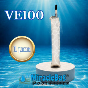 The Authentic Miraclebag© by Strausz. (VE100)  1 micron for 0-20 m³. 1-piece starter pack with safety valve. This is what you  need if this is going to be your first Miraclebag. Pool water filter, also ideal as  a sand filter replacement. 100 cm.